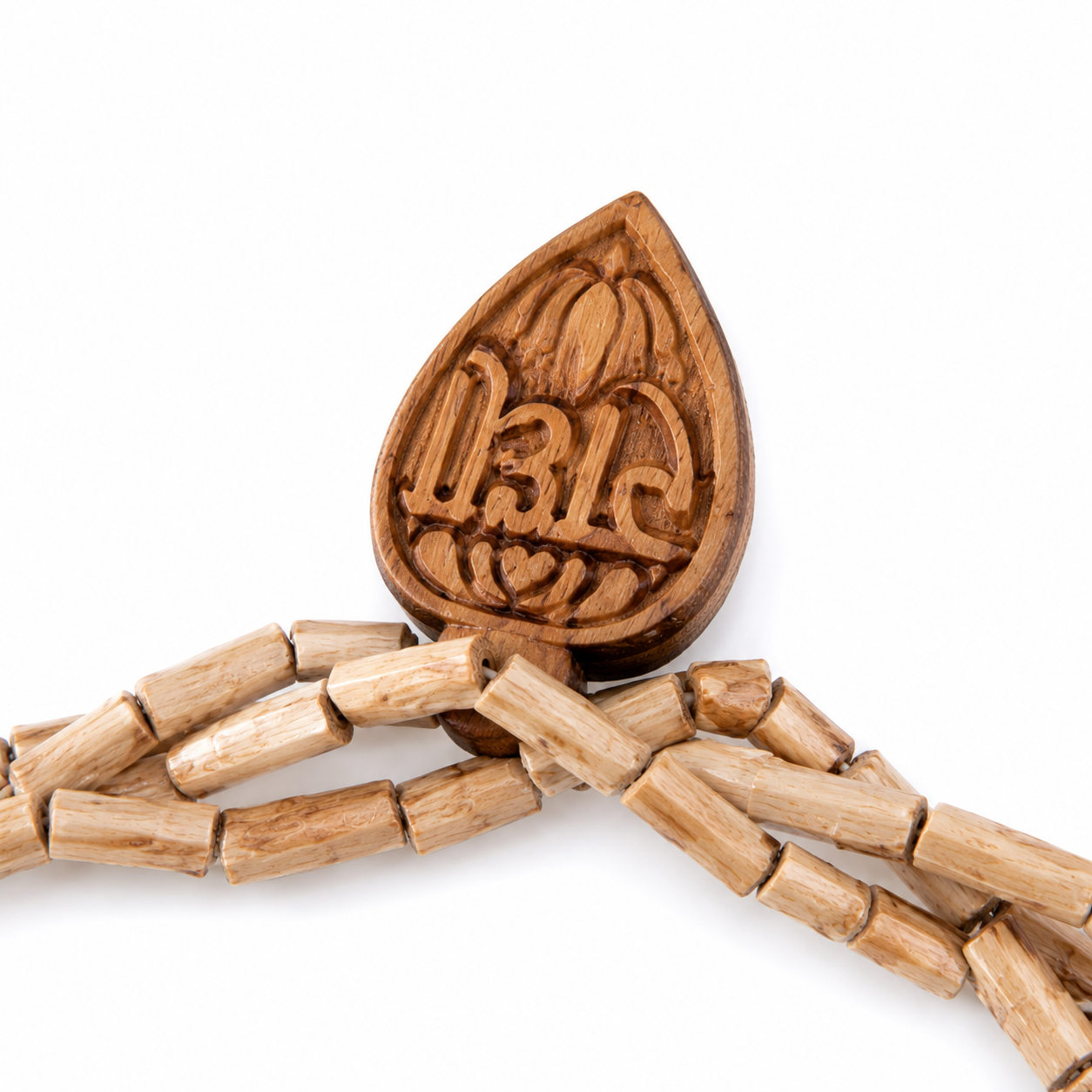 Tulsi Kanthi Mala (Triple Strand) with Radha Locket | Natural Tulsi Wood Necklace