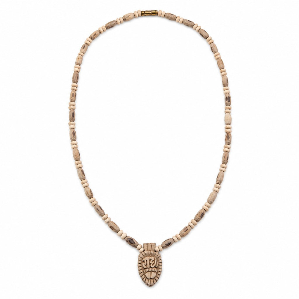 Shuddh Tulsi Oval Bead Kanthi Mala with Radha Locket
