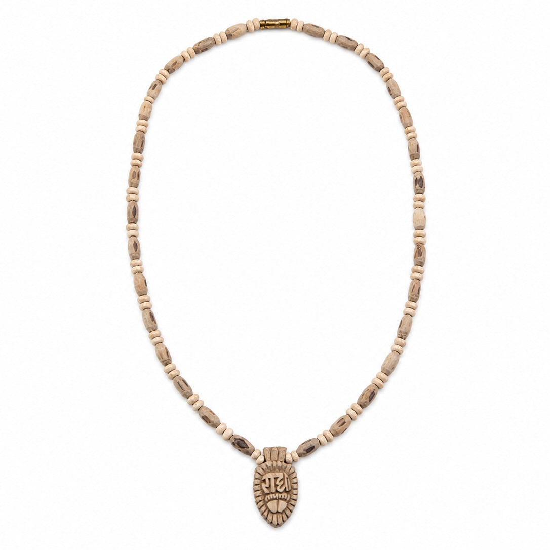 Shuddh Tulsi Oval Bead Kanthi Mala with Radha Locket