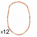 Dozen Tulsi Bead Mala with Red & white Crystal Accent Beads (Pack if 12) | Traditional Devotional Necklace | Unisex Spiritual Wear