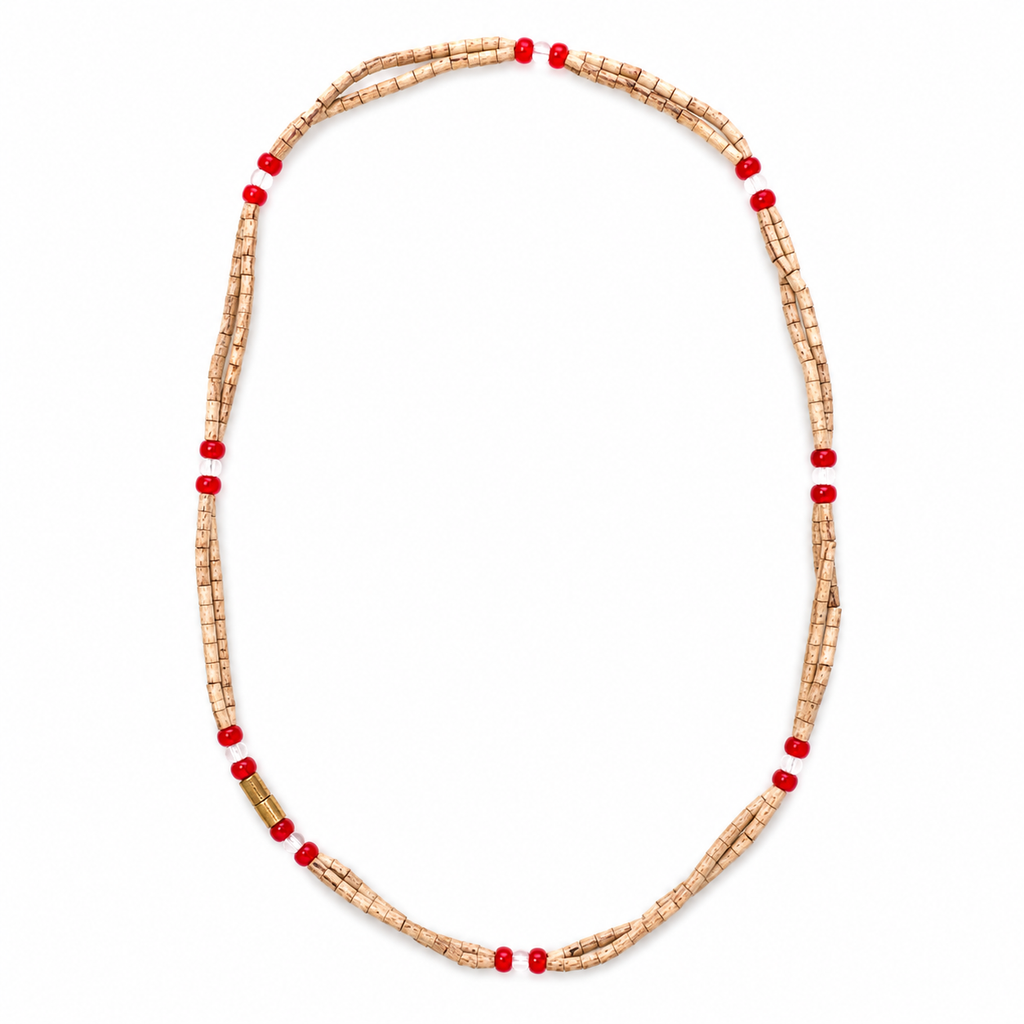 Dozen Tulsi Bead Mala with Red & white Crystal Accent Beads (Pack if 12) | Traditional Devotional Necklace | Unisex Spiritual Wear