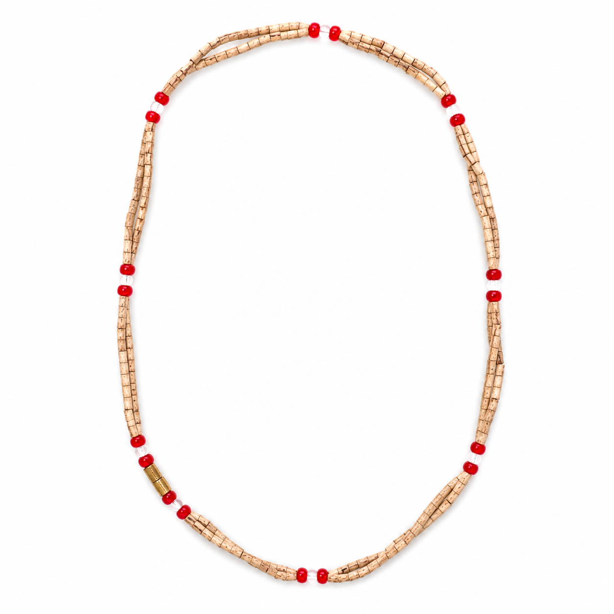 Dozen Tulsi Bead Mala with Red & white Crystal Accent Beads (Pack if 12) | Traditional Devotional Necklace | Unisex Spiritual Wear