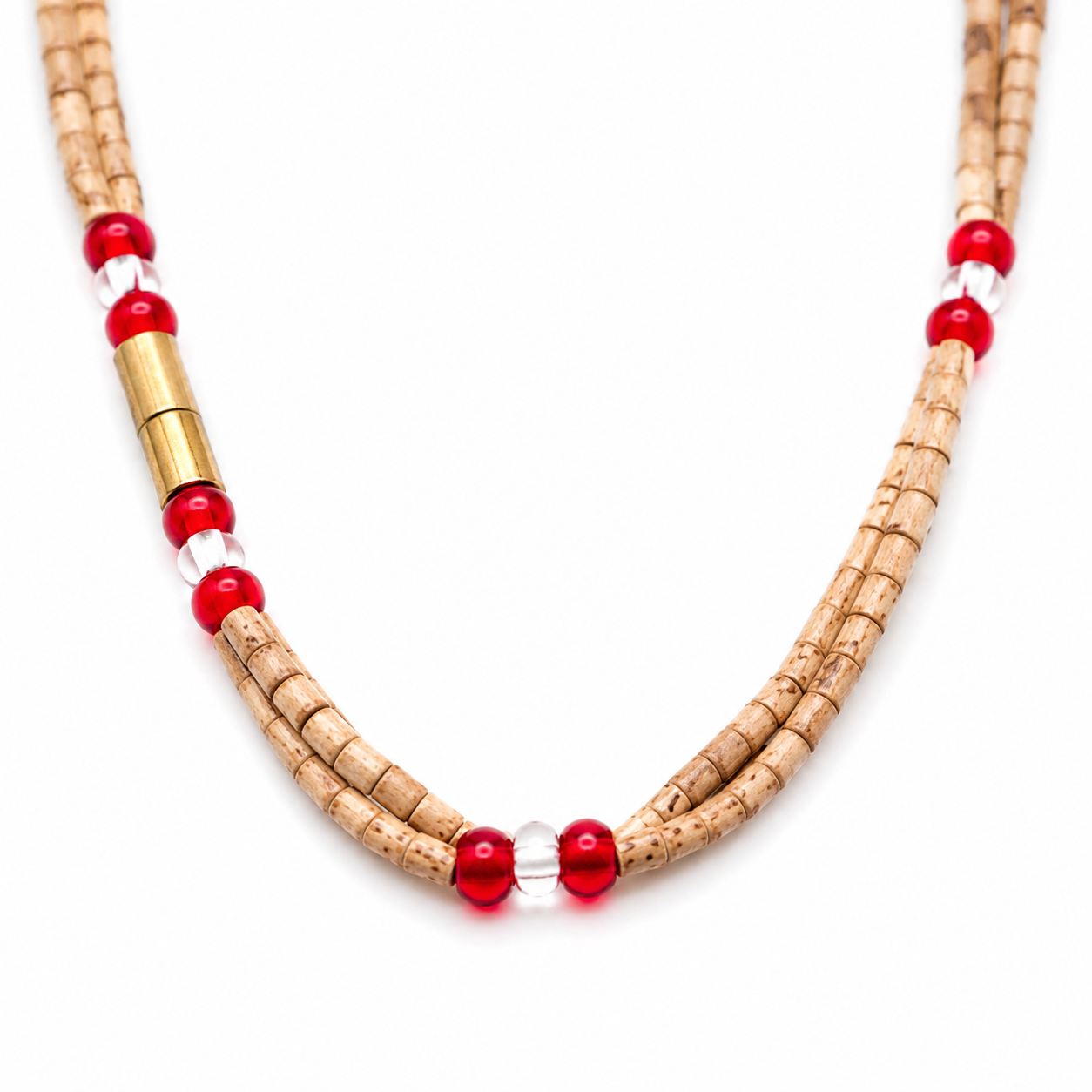 Dozen Tulsi Bead Mala with Red & white Crystal Accent Beads (Pack if 12) | Traditional Devotional Necklace | Unisex Spiritual Wear