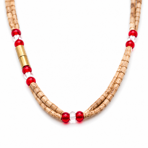 Dozen Tulsi Bead Mala with Red & white Crystal Accent Beads (Pack if 12) | Traditional Devotional Necklace | Unisex Spiritual Wear