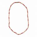 Single Layer Tulsi Mala with Red & White Beads | Handmade Natural Wooden Bead Necklace