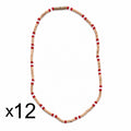 Dozen (12) Tulsi Mala with Red & White Beads | Handmade Natural Wooden Bead Necklace