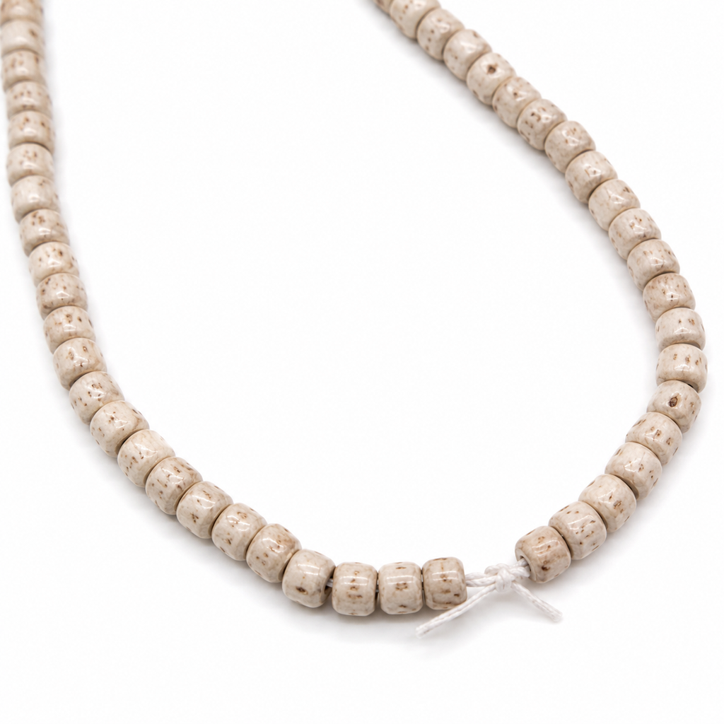 Pushtimarg Kanthi Mala Dozen (Pack of 12) – Natural Off-White Wooden Beads with Traditional Knot
